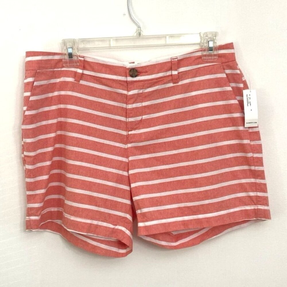 Old Navy Shorts Women's Sz 6 100% Cotton Coral & White Striped
